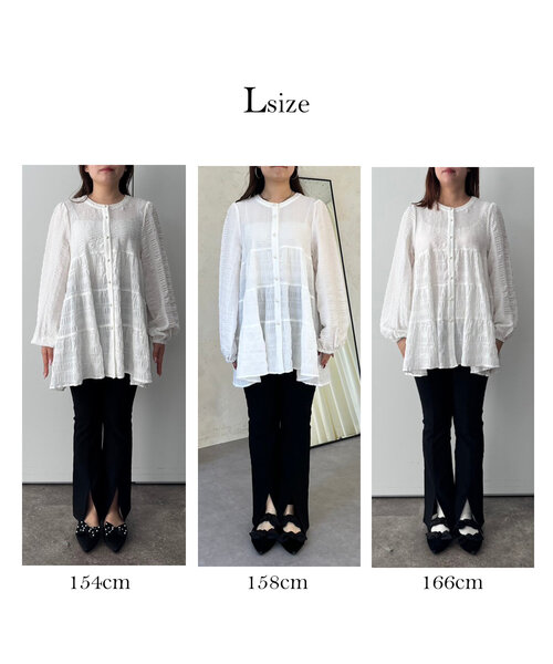 prose verse(プロズヴェール)の「パールボタンシャーリングティアードブラウス(シャツ/ブラウス・レディース・オフホワイト/ブラック・MEDIUM/LARGE)」の4枚目の写真