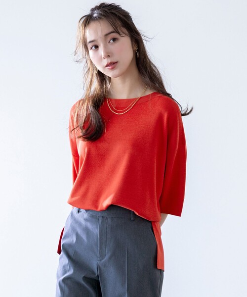 ANY SIS(エニィスィス)の「ビューティクールボートネック プルオーバー(ニット/セーター・レディース・ホワイト系/レッド系/ネイビー系/スカイブルー系/ライトイエロー系/ライトグレー系2/ベージュ系2/ブルー系/ダークブラウン系/ダークグリーン系・2)」の10枚目の写真