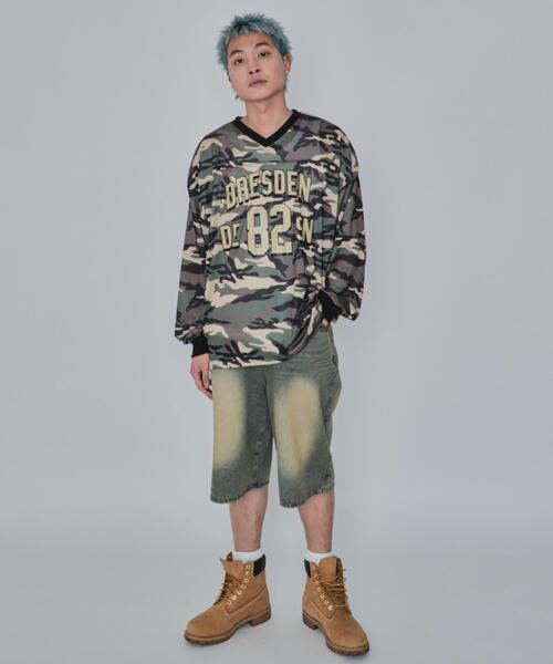 WEGO(ウィゴー)の「WEGO/カモフラナンバリングホッケーロンT(Tシャツ/カットソー・メンズ・カーキ/ブルー・MEDIUM/LARGE)」の6枚目の写真