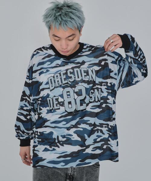 WEGO(ウィゴー)の「WEGO/カモフラナンバリングホッケーロンT(Tシャツ/カットソー・メンズ・カーキ/ブルー・MEDIUM/LARGE)」の12枚目の写真