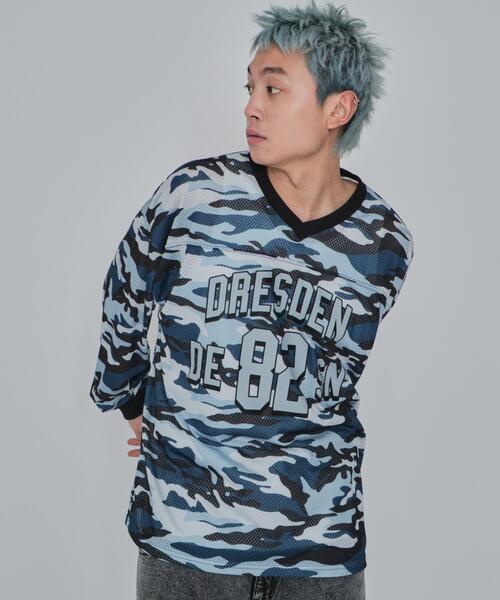 WEGO(ウィゴー)の「WEGO/カモフラナンバリングホッケーロンT(Tシャツ/カットソー・メンズ・カーキ/ブルー・MEDIUM/LARGE)」の11枚目の写真