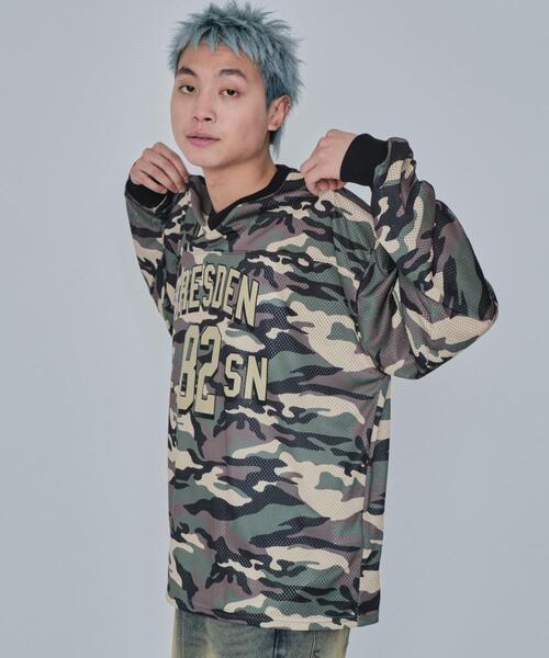 WEGO(ウィゴー)の「WEGO/カモフラナンバリングホッケーロンT(Tシャツ/カットソー・メンズ・カーキ/ブルー・MEDIUM/LARGE)」の22枚目の写真