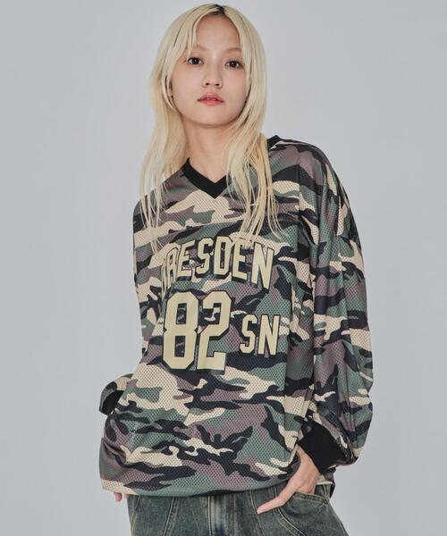 WEGO(ウィゴー)の「WEGO/カモフラナンバリングホッケーロンT(Tシャツ/カットソー・メンズ・カーキ/ブルー・MEDIUM/LARGE)」の17枚目の写真