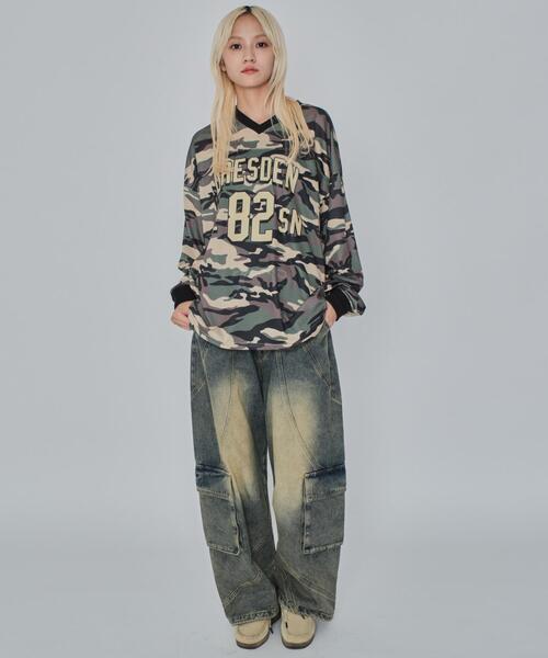 WEGO(ウィゴー)の「WEGO/カモフラナンバリングホッケーロンT(Tシャツ/カットソー・メンズ・カーキ/ブルー・MEDIUM/LARGE)」の16枚目の写真