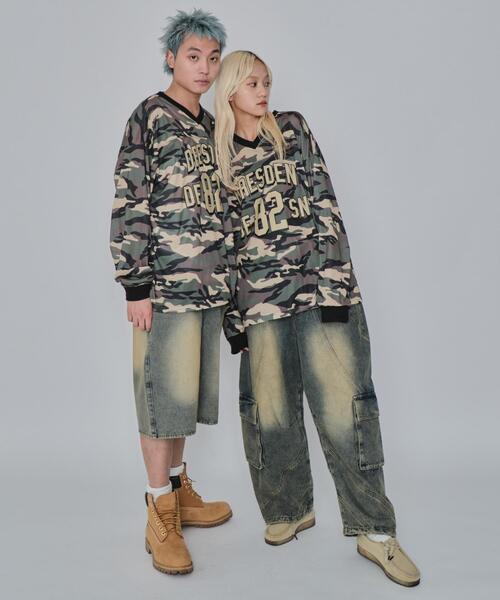 WEGO(ウィゴー)の「WEGO/カモフラナンバリングホッケーロンT(Tシャツ/カットソー・メンズ・カーキ/ブルー・MEDIUM/LARGE)」の13枚目の写真