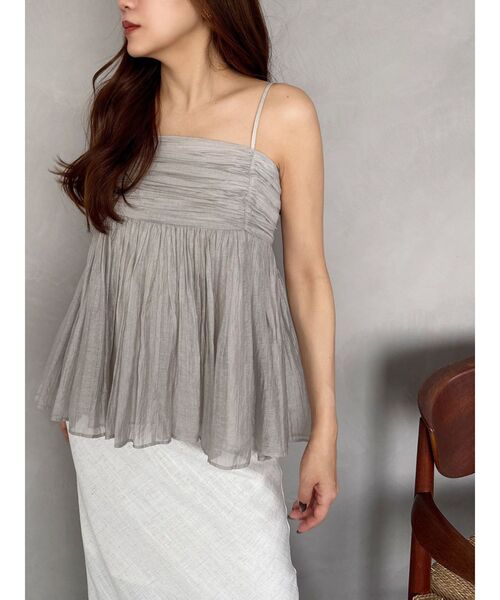 OUNNOUN（オウンノウン）の「【OUNNOUN】ペプラムキャミソールブラウス（シャツ/ブラウス・レディース・チャコールグレー/ライトグレー/ピンク・FREE）」の6枚目の写真