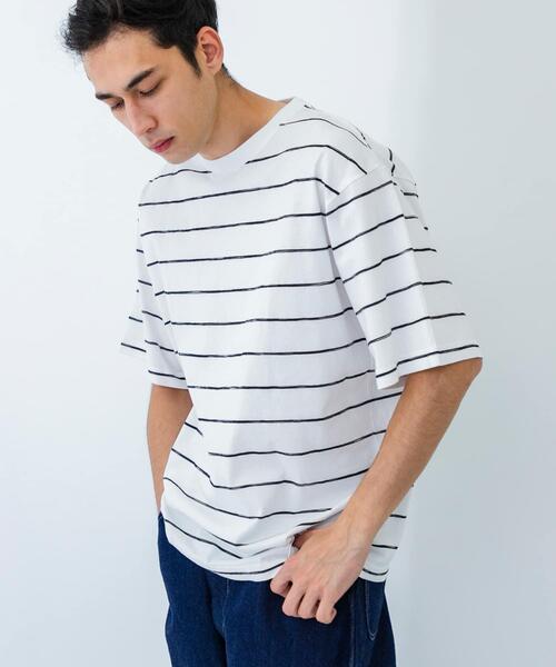 URBAN RESEARCH（アーバンリサーチ）の「RELAX FIT BORDER T-SHIRTS（Tシャツ/カットソー・メンズ・ネイビー/ホワイト・MEDIUM/LARGE）」の3枚目の写真