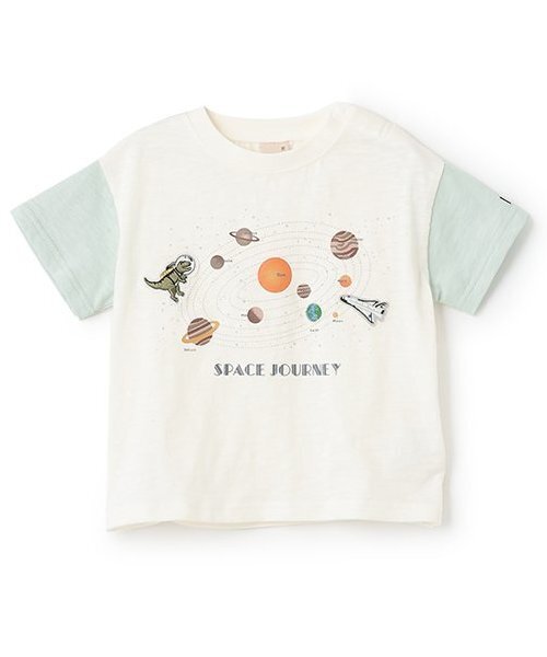 petit main（プティマイン）の「【防汚加工】宇宙グラフィック半袖Tシャツ（Tシャツ/カットソー・キッズ・ターコイズブルー/オフホワイト/チャコール・100cm/120cm/80ｃｍ/130cm/110cm/90cm）」の2枚目の写真