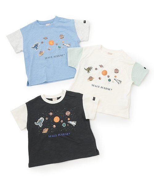 petit main（プティマイン）の「【防汚加工】宇宙グラフィック半袖Tシャツ（Tシャツ/カットソー・キッズ・ターコイズブルー/オフホワイト/チャコール・100cm/120cm/80ｃｍ/130cm/110cm/90cm）」の11枚目の写真