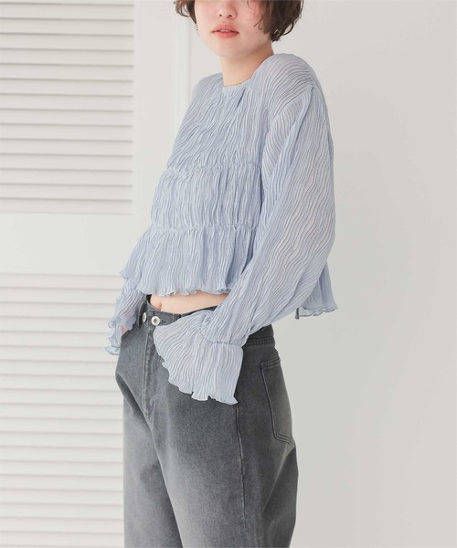 titivate(ティティベイト)の「前後2wayリボンシャーリングショートカーディガン(カーディガン/ボレロ・レディース・ブラック/アイボリー/ピンクベージュ/ブルー・M)」の10枚目の写真