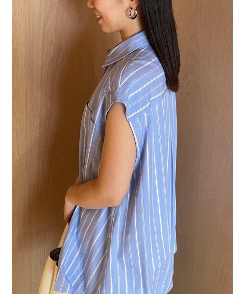 Mila Owen(ミラオーウェン)の「バルーンヘムノースリシャツ(シャツ/ブラウス・レディース・ホワイト/ブルー/チャコールグレー・FREE)」の14枚目の写真