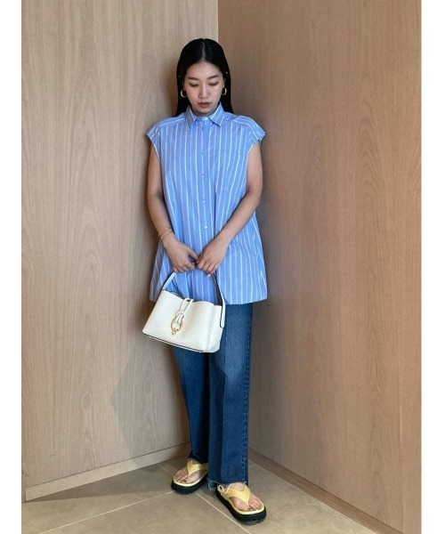 Mila Owen(ミラオーウェン)の「バルーンヘムノースリシャツ(シャツ/ブラウス・レディース・ホワイト/ブルー/チャコールグレー・FREE)」の15枚目の写真