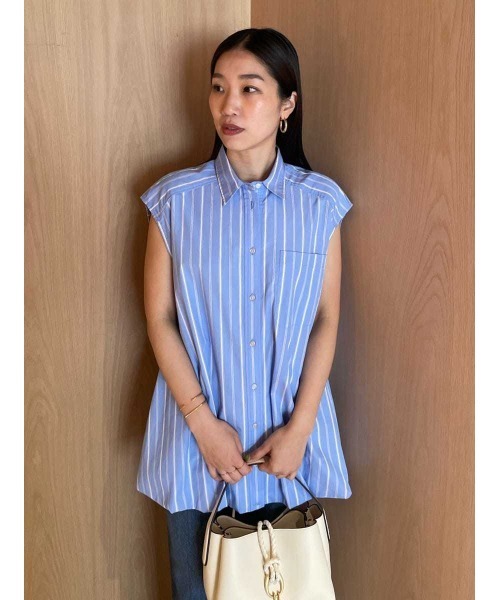 Mila Owen(ミラオーウェン)の「バルーンヘムノースリシャツ(シャツ/ブラウス・レディース・ホワイト/ブルー/チャコールグレー・FREE)」の19枚目の写真