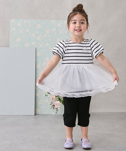 ハケ目カットワークのペチパンツ(インディゴ)　ご購入決まりました。miyo様 セール】【スマイルシリーズ】サイドリボン7分丈パンツ（その他パンツ