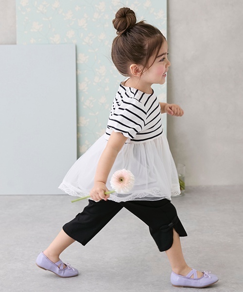 petit main（プティマイン）の「【スマイルシリーズ】サイドリボン7分丈パンツ（その他パンツ・キッズ・アイボリー/ブラック/ブルー/カラフル/ラベンダー・120cm/90cm/100cm/110cm/80ｃｍ/130cm）」の8枚目の写真