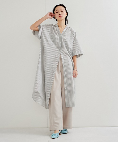 le cercle ADAM ET ROPE'（ルセルクルアダムエロペ）の「ストライプシャツワンピース（シャツワンピース・レディース・グレー系その他/ブルー系その他/イエロー系その他/レッド系その他・FREE）」の9枚目の写真