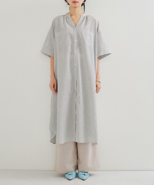 le cercle ADAM ET ROPE'（ルセルクルアダムエロペ）の「ストライプシャツワンピース（シャツワンピース・レディース・グレー系その他/ブルー系その他/イエロー系その他/レッド系その他・FREE）」の22枚目の写真