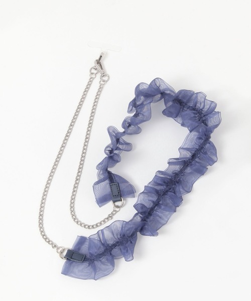 LAKOLE（ラコレ）の「チュール×チェーンコンビショルダー / 324537（スマホグッズ・レディース・ブルー/アイボリー/ブラック・FREE）」の2枚目の写真