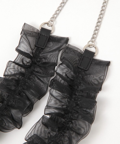 LAKOLE（ラコレ）の「チュール×チェーンコンビショルダー / 324537（スマホグッズ・レディース・ブルー/アイボリー/ブラック・FREE）」の5枚目の写真