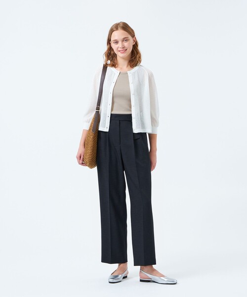 MACKINTOSH PHILOSOPHY（ﾏｯｷﾝﾄｯｼｭ ﾌｨﾛｿﾌｨｰ）の「シアーボーダーカーディガン（カーディガン/ボレロ・レディース・ホワイト系その他/イエロー/ダークネイビー・38）」の4枚目の写真