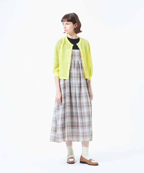 MACKINTOSH PHILOSOPHY（ﾏｯｷﾝﾄｯｼｭ ﾌｨﾛｿﾌｨｰ）の「シアーボーダーカーディガン（カーディガン/ボレロ・レディース・ホワイト系その他/イエロー/ダークネイビー・38）」の6枚目の写真