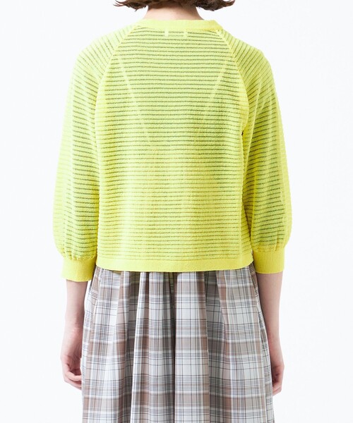 MACKINTOSH PHILOSOPHY（ﾏｯｷﾝﾄｯｼｭ ﾌｨﾛｿﾌｨｰ）の「シアーボーダーカーディガン（カーディガン/ボレロ・レディース・ホワイト系その他/イエロー/ダークネイビー・38）」の9枚目の写真