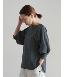 FIL DE FER（フィルデフェール）の「コットン細ボーダー　袖ボリュームP/O（Tシャツ/カットソー）」