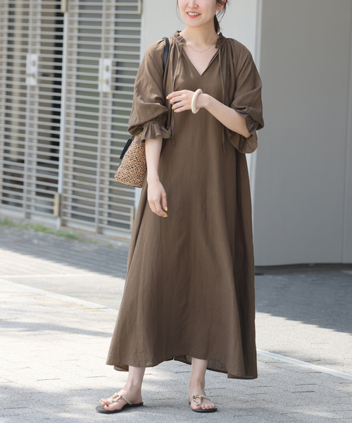 JOURNAL STANDARD relume（ジャーナルスタンダード　レリューム）の「レーヨンコットンギャザーワンピース（ワンピース・レディース・ブラック/ブラウン・FREE）」の20枚目の写真