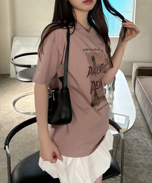 VQ（ブイキュー）の「Photographic Loose silhouette Short sleeve T-shirt / フォトグラフィック ルーズシルエット 半袖Tシャツ（Tシャツ/カットソー・レディース・ライトグレー/ベージュ系その他/ピンク/ベージュ・FREE）」の21枚目の写真