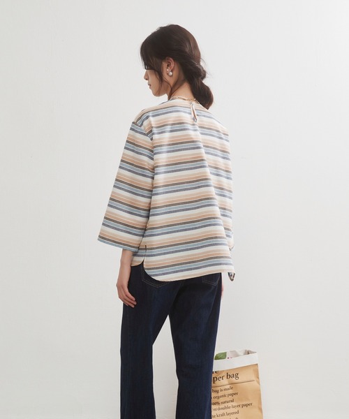 On One's Own(オンワンズオン)の「On One's Own ラメボーダーラウンドネック9分袖ブラウス(シャツ/ブラウス・レディース・ピンク/ブルー・M/L)」の8枚目の写真