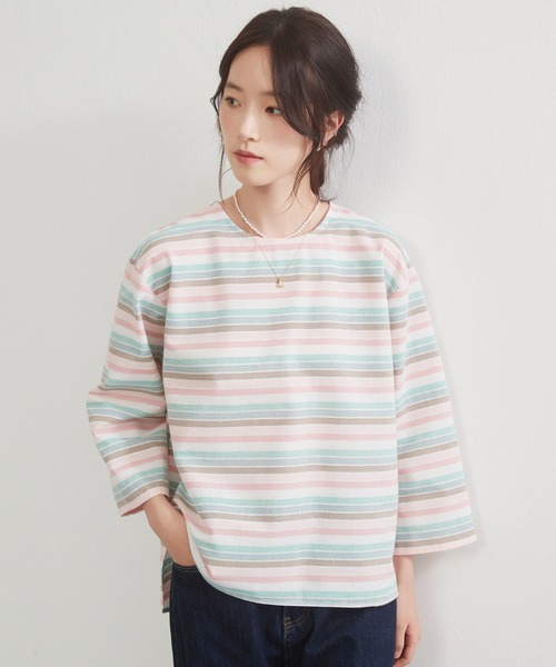 On One's Own(オンワンズオン)の「On One's Own ラメボーダーラウンドネック9分袖ブラウス(シャツ/ブラウス・レディース・ピンク/ブルー・M/L)」の13枚目の写真