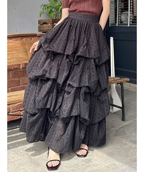 dazzlin（ダズリン）の「コットンレースバルーンタックスカート（スカート・レディース・ブラック/オフホワイト・SMALL/MEDIUM）」の2枚目の写真