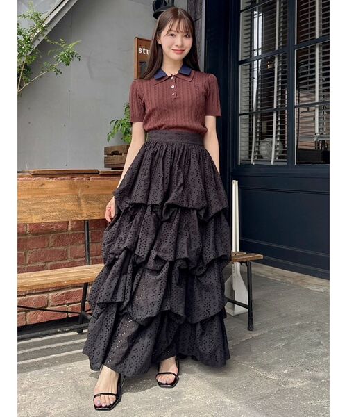 dazzlin（ダズリン）の「コットンレースバルーンタックスカート（スカート・レディース・ブラック/オフホワイト・SMALL/MEDIUM）」の7枚目の写真