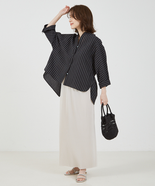 abahouse mavie（アバハウスマヴィ）の「クリスタルプリーツナロースカート（スカート・レディース・アイボリー/ストライプ/ドット/ブラック・フリー）」の5枚目の写真