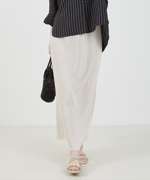 abahouse mavie（アバハウスマヴィ）の「クリスタルプリーツナロースカート（スカート・レディース・アイボリー/ストライプ/ドット/ブラック・フリー）」の7枚目の写真