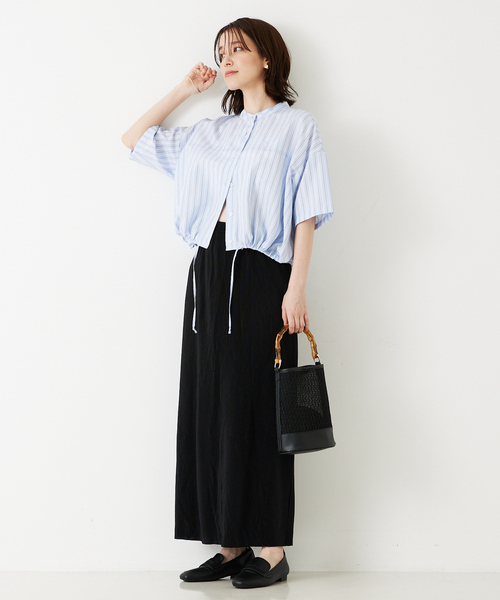 abahouse mavie（アバハウスマヴィ）の「クリスタルプリーツナロースカート（スカート・レディース・アイボリー/ストライプ/ドット/ブラック・フリー）」の9枚目の写真