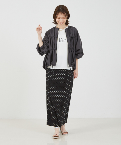 abahouse mavie（アバハウスマヴィ）の「クリスタルプリーツナロースカート（スカート・レディース・アイボリー/ストライプ/ドット/ブラック・フリー）」の14枚目の写真