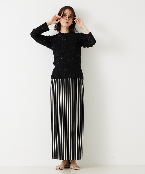 abahouse mavie（アバハウスマヴィ）の「クリスタルプリーツナロースカート（スカート・レディース・アイボリー/ストライプ/ドット/ブラック・フリー）」の21枚目の写真