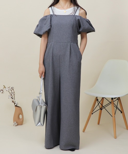 セール】パフスリーブ サロペット（つなぎ/オールインワン）｜Esime