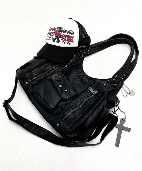 S’AIME♡ レザー ショルダーバッグ 2way ストラップ付 A'GEM/9 × .kom 『.KOM/ドットケーオーエム』A4対応のレザー2WAY