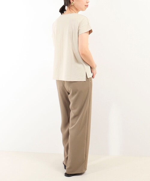 MICO COULIER（ミコクリエ）の「超長綿フロッキー×箔プリントTシャツ（Tシャツ/カットソー・レディース・ベージュ/オフホワイト/チャコールグレー・38）」の9枚目の写真