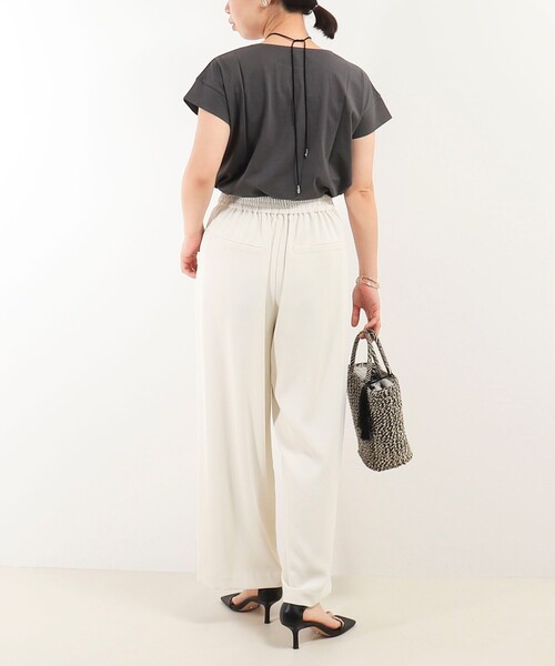 MICO COULIER（ミコクリエ）の「超長綿フロッキー×箔プリントTシャツ（Tシャツ/カットソー・レディース・ベージュ/オフホワイト/チャコールグレー・38）」の12枚目の写真