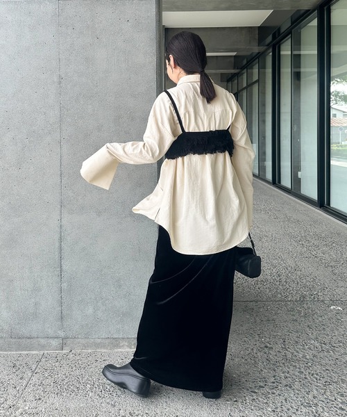 select MOCA by son（セレクトモカバイソン）の「カフスデザインオーバーサイズシャツ（シャツ/ブラウス・レディース・アイボリー/グレー/ブラウン・FREE）」の19枚目の写真