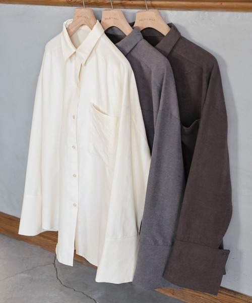 select MOCA by son（セレクトモカバイソン）の「カフスデザインオーバーサイズシャツ（シャツ/ブラウス・レディース・アイボリー/グレー/ブラウン・FREE）」の5枚目の写真