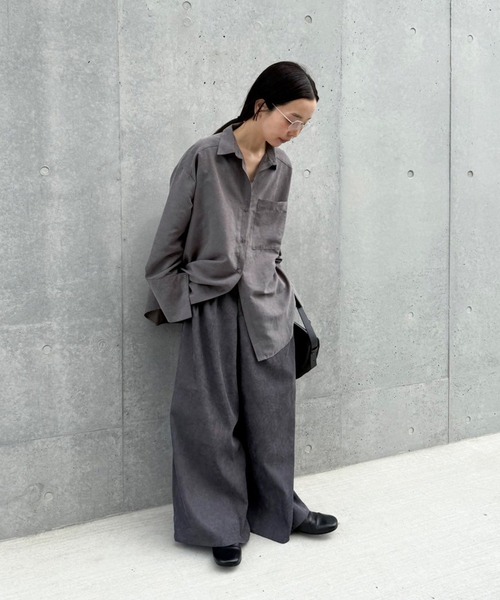 select MOCA by son（セレクトモカバイソン）の「カフスデザインオーバーサイズシャツ（シャツ/ブラウス・レディース・アイボリー/グレー/ブラウン・FREE）」の15枚目の写真