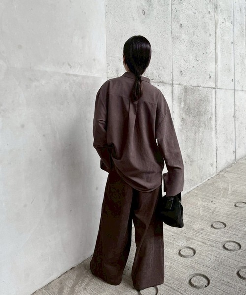 最終値下げオーバーサイズボックスシャツ　ブラウン WESTBOY シャツ オーバーサイズ チェックシャツ WO25S1TP08「WB