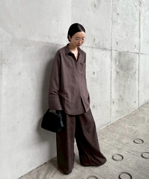 select MOCA by son（セレクトモカバイソン）の「カフスデザインオーバーサイズシャツ（シャツ/ブラウス・レディース・アイボリー/グレー/ブラウン・FREE）」の16枚目の写真