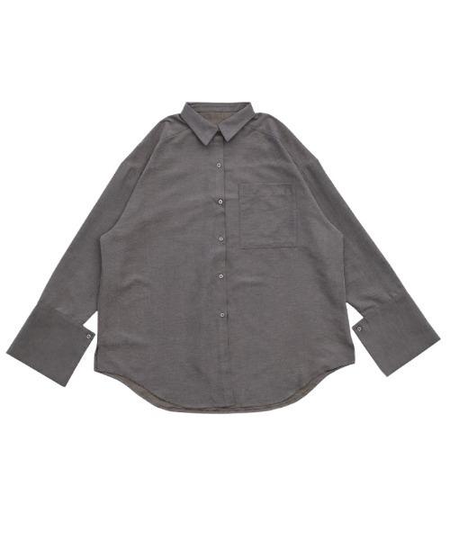 select MOCA by son（セレクトモカバイソン）の「カフスデザインオーバーサイズシャツ（シャツ/ブラウス・レディース・アイボリー/グレー/ブラウン・FREE）」の7枚目の写真