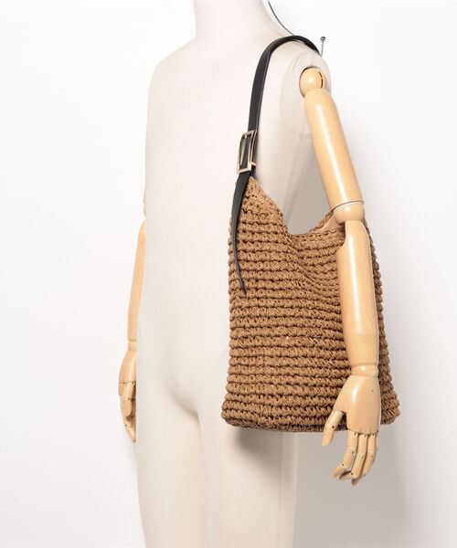 m.f.editorial（エムエフエディトリアル）の「【ペーパー素材】雑材 ショルダーバッグ A4対応（ショルダーバッグ・レディース・ターコイズブルー/ダークウッド・FREE）」の6枚目の写真