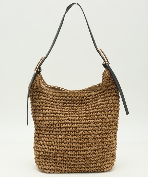 m.f.editorial（エムエフエディトリアル）の「【ペーパー素材】雑材 ショルダーバッグ A4対応（ショルダーバッグ・レディース・ターコイズブルー/ダークウッド・FREE）」の2枚目の写真